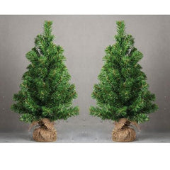 Mini Green Christmas Tree with Rustic Wrapped Base