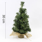 Mini Green Christmas Tree with Rustic Wrapped Base