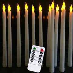 Pack of 12 Yellow Flickering Remote LED Candles