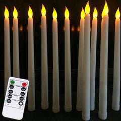 Pack of 12 Yellow Flickering Remote LED Candles