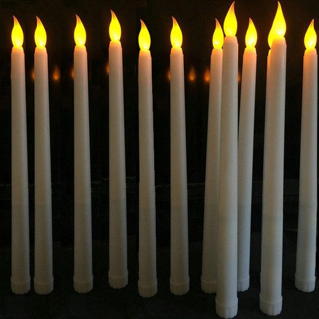 Pack of 12 Yellow Flickering Remote LED Candles