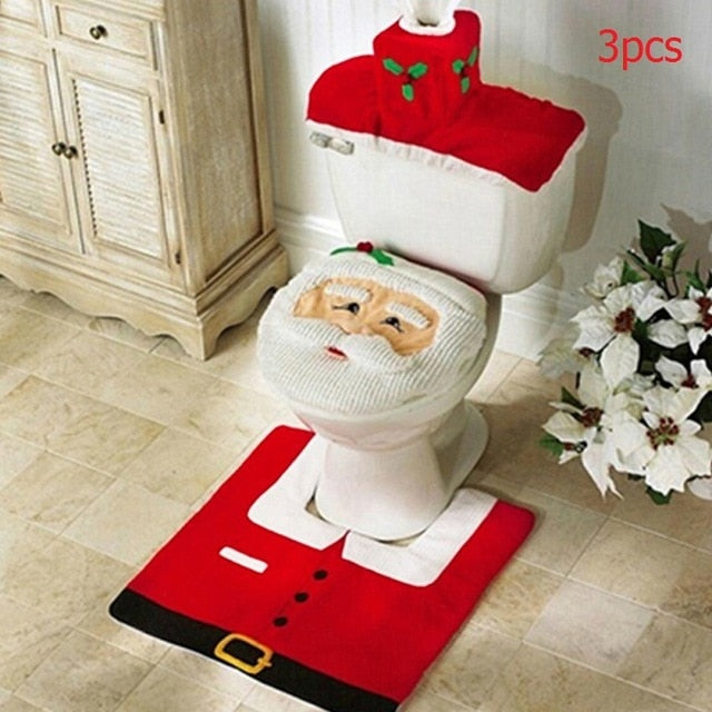 Christmas Toilet Seat Cover & Bathroom Decoration Sets