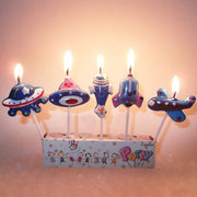 Space and Airplane Birthday Candle Set
