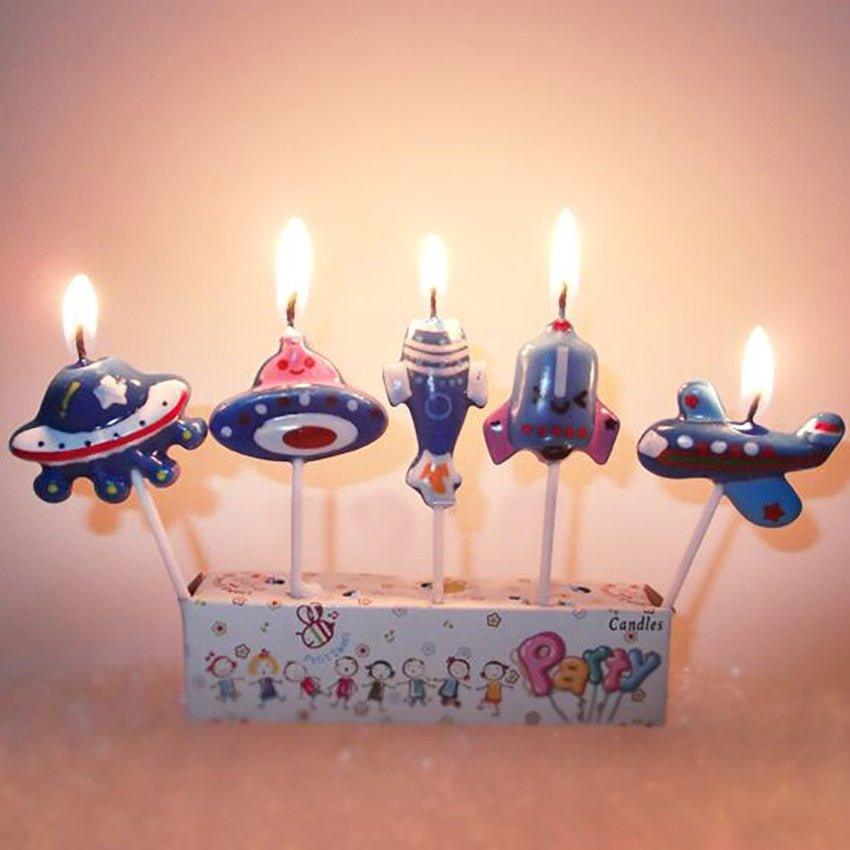 Space and Airplane Birthday Candle Set
