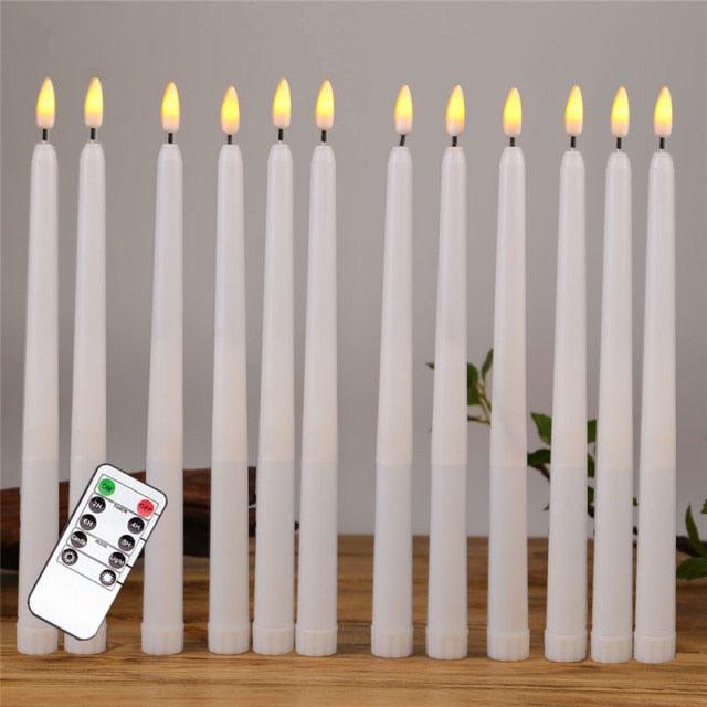 Pack of 12 Yellow Flickering Remote LED Candles