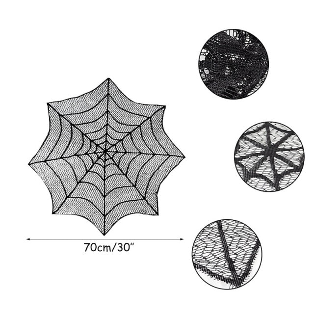 Lace Spiderweb and Skeleton Decoration