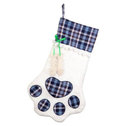 18 × 11 in Plaid Puppy Paw Christmas Stockings