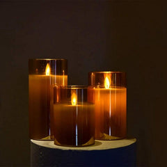 Amber Glass Flameless LED Candle