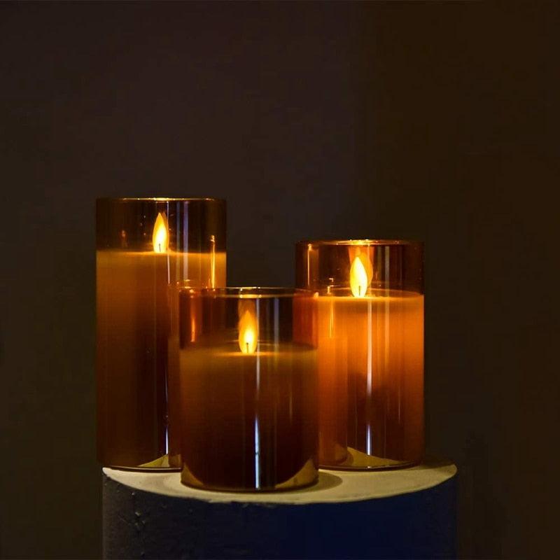 Amber Glass Flameless LED Candle
