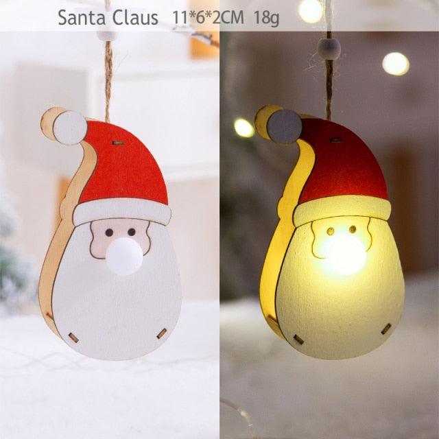 LED Wooden Star, Car and Tree Christmas Hanging Ornaments