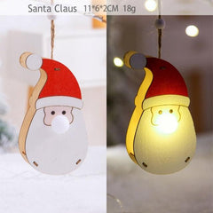 LED Wooden Star, Car and Tree Christmas Hanging Ornaments