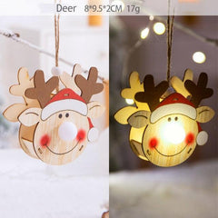 LED Wooden Star, Car and Tree Christmas Hanging Ornaments