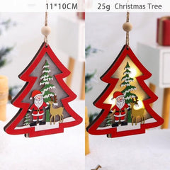 LED Wooden Star, Car and Tree Christmas Hanging Ornaments