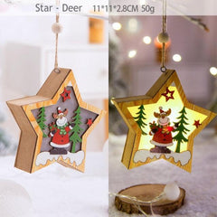 LED Wooden Star, Car and Tree Christmas Hanging Ornaments