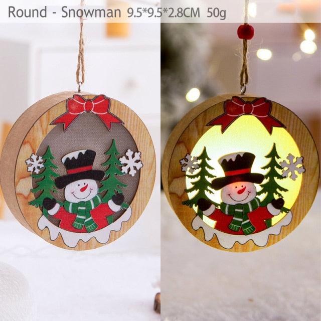 LED Wooden Star, Car and Tree Christmas Hanging Ornaments