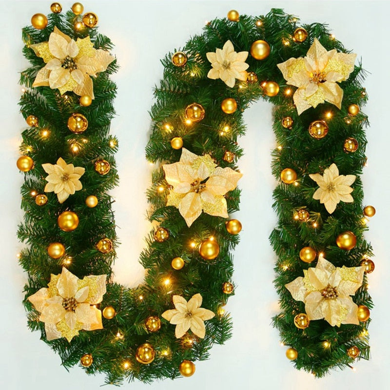 LED Christmas Greenery and Rattan Wreath