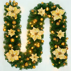 LED Christmas Greenery and Rattan Wreath