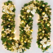LED Christmas Greenery and Rattan Wreath