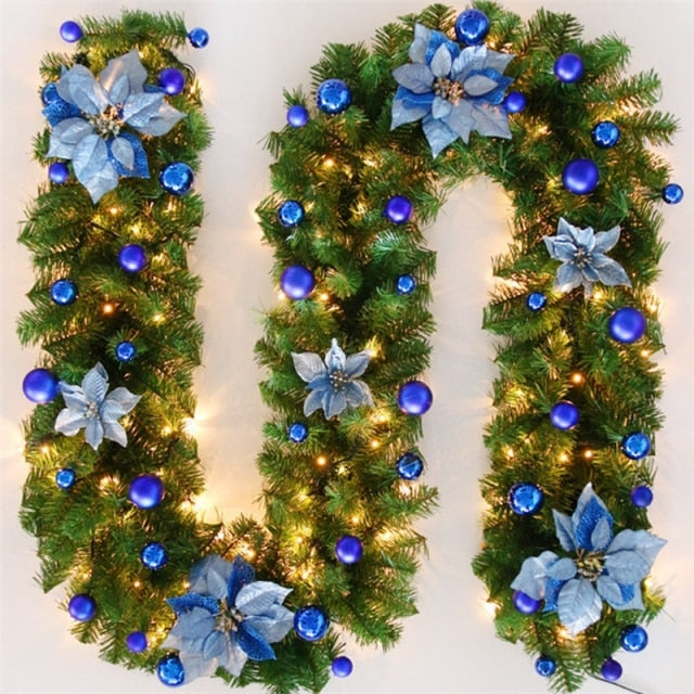 LED Christmas Greenery and Rattan Wreath