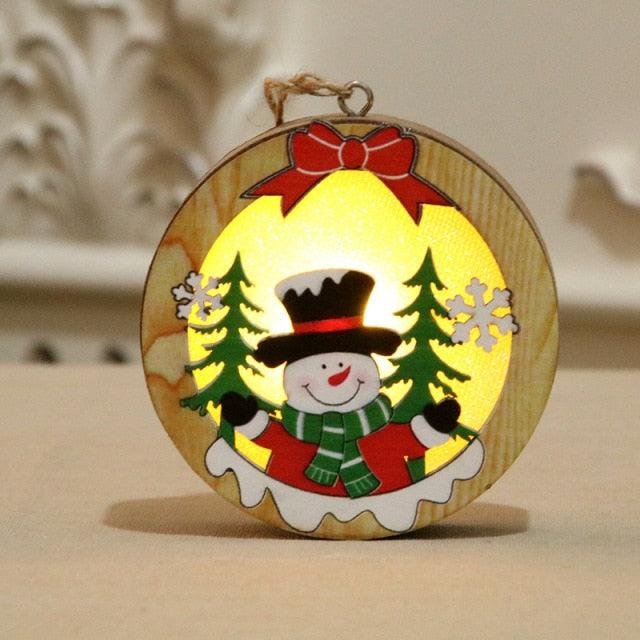 LED Light Wood House Christmas Tree Decorations