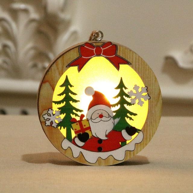 LED Light Wood House Christmas Tree Decorations