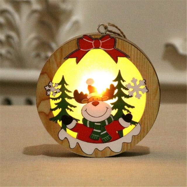 LED Light Wood House Christmas Tree Decorations