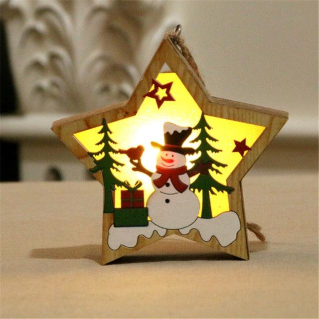 LED Light Wood House Christmas Tree Decorations