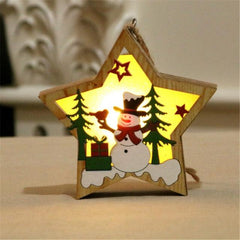 LED Light Wood House Christmas Tree Decorations