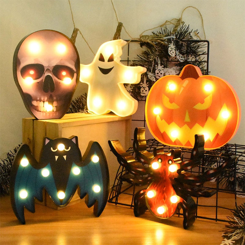 Pumpkin and Spider Halloween Lights