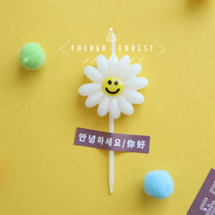 Cute Birthday Candle Daisy Birthday Candles Kids With Smiley Faces Children's Birthday Candles Birthday Cake Decorations Themed Party Supplies Lovely Flower Candles Daisy Shape