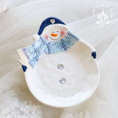 Ceramic Snowman Snack Bowl - Festive Christmas Serving Dish
