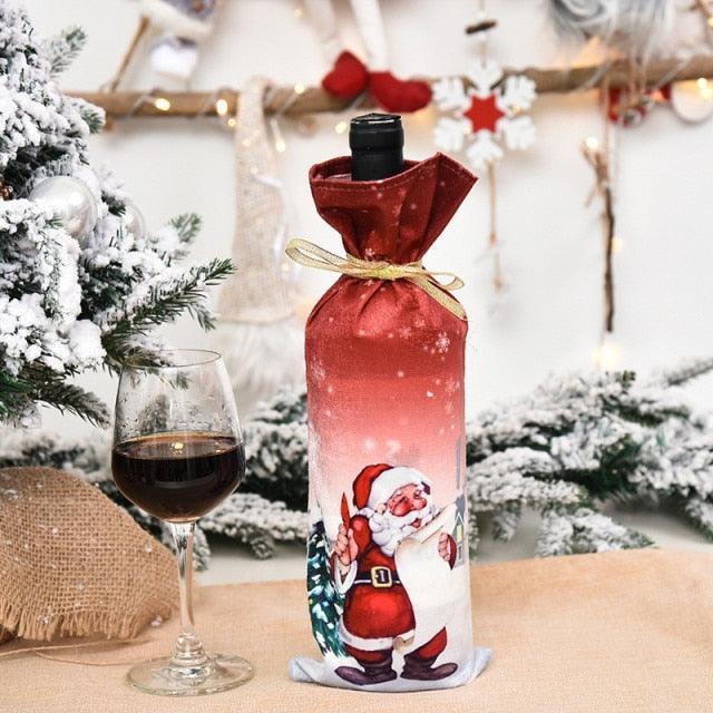 Christmas Santa Themed Wine Bottle Cover
