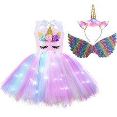 Unicorn Tutu Costume Dress with LED Wing Options