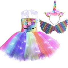 Unicorn Tutu Costume Dress with LED Wing Options