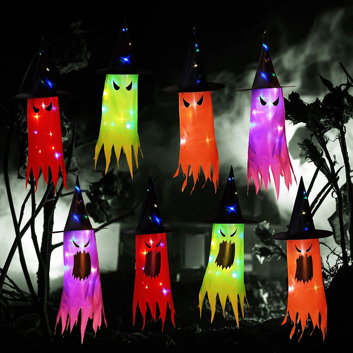 LED Light-Up Witch Hat Decorations