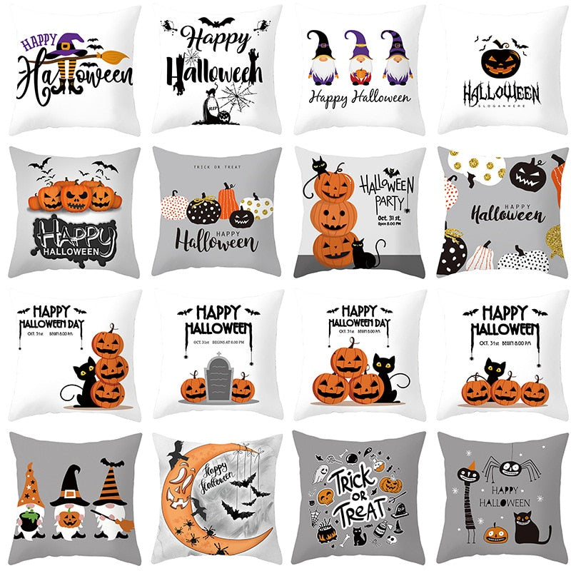 Pumpkin Print Halloween Pillow Cover