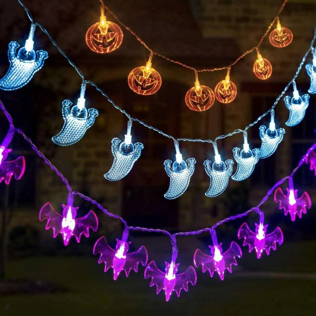 Purple Bat Halloween String Lights