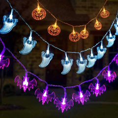 Purple Bat Halloween String Lights