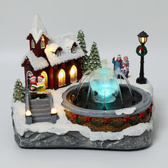 Luminous House Christmas Decoration with Waterfall