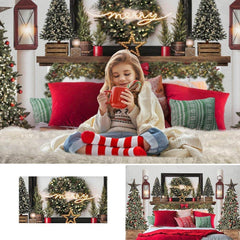 Christmas Bedroom Scene Photography Backdrop