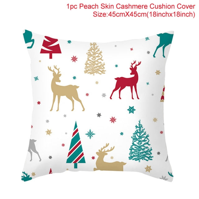 Christmas Themed Colorful Pillow Cover