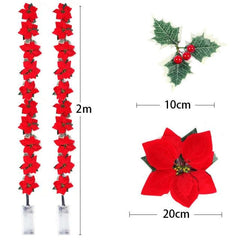 Poinsettia Flower Christmas LED String Lights, 2 to 5 m