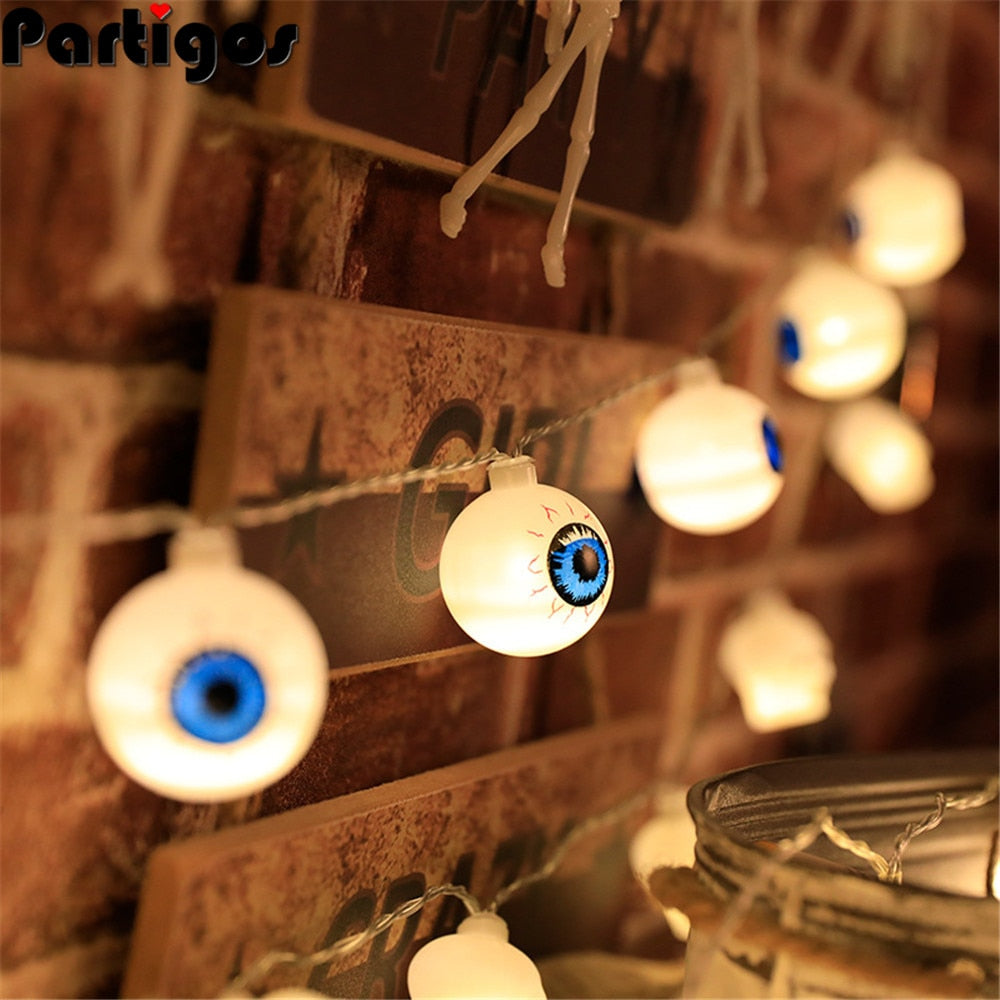 Purple Eyeball Halloween String Lights