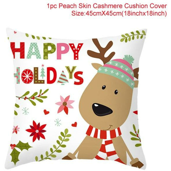 Christmas Themed Colorful Pillow Cover