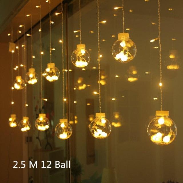 Globe Christmas Curtain String Lights