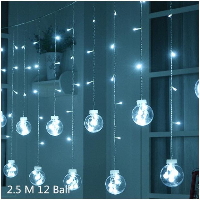 Globe Christmas Curtain String Lights