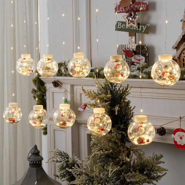 Globe Christmas Curtain String Lights