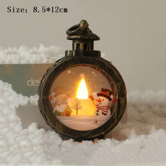 Santa and Snowman Christmas Lantern Ornaments