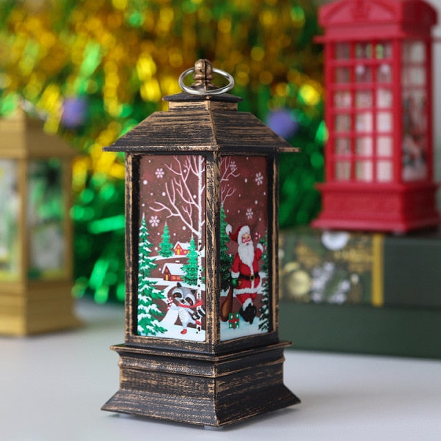 Santa and Snowman Christmas Lantern Ornaments