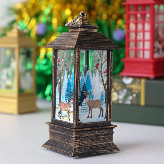 Santa and Snowman Christmas Lantern Ornaments